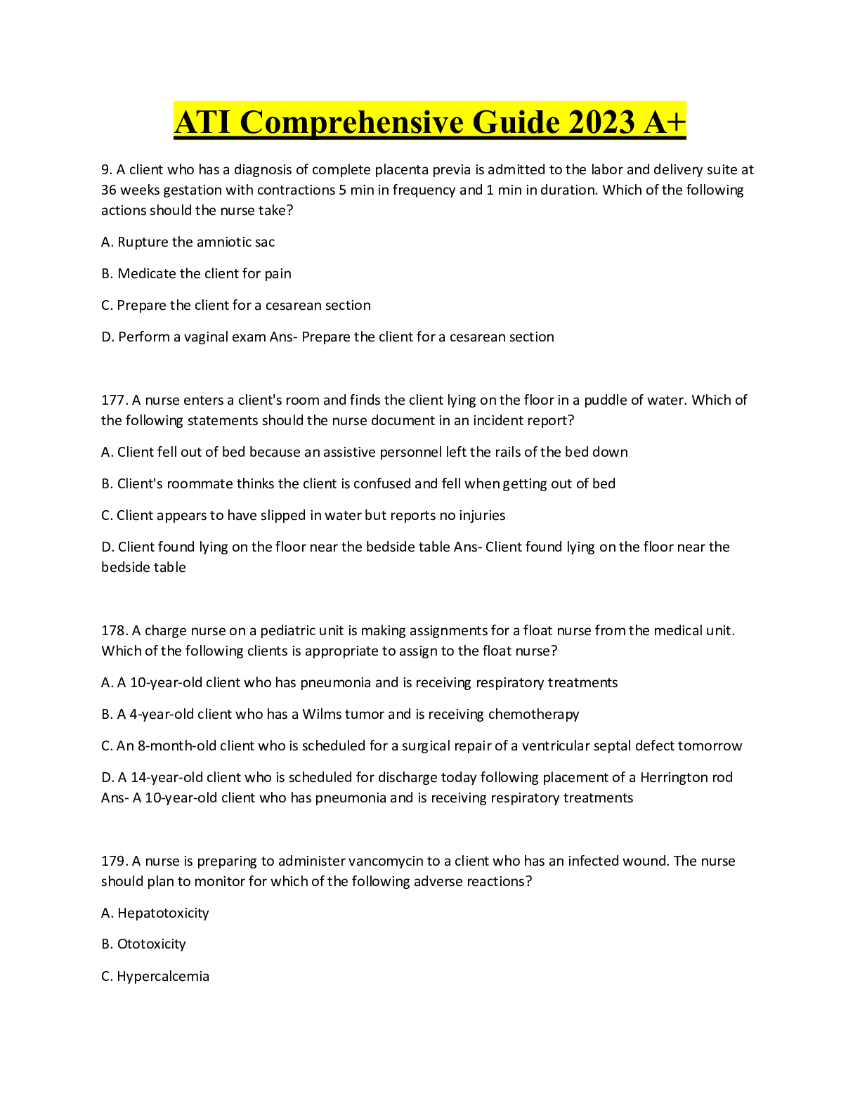 Preview image for ATI Comprehensive Guide 2023 A+